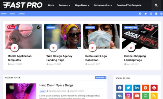 FastPro blogger template free download SEO optimized fast page loading